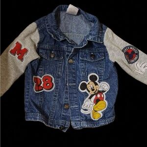 Disney Kids Denim Jacket with Mickey Mouse Patches - Blue and Gray